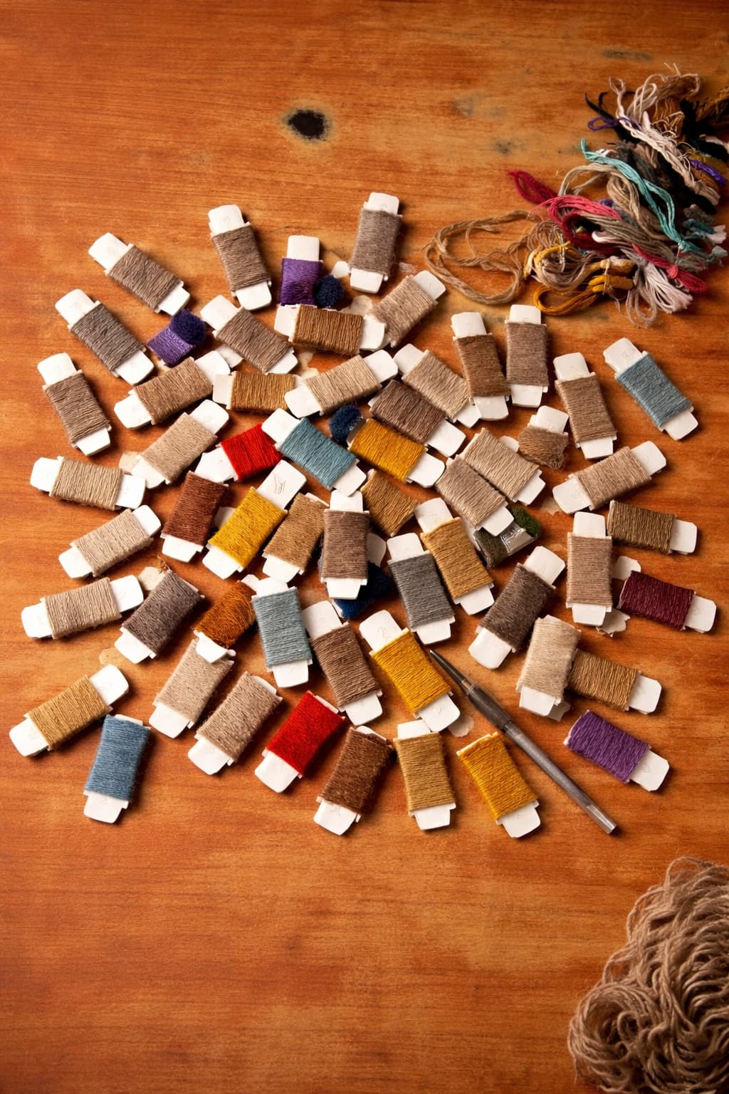 Vibrant dyed wool hanks at Dantakali Dyeing Industries, Kathmandu